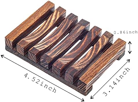 6 Pieces Wooden Soap Dish, Self Draining Soap Dish Holder Natural Drain Soap Saver, Soap Tray for Shower Used for Bathroom, Kitchen