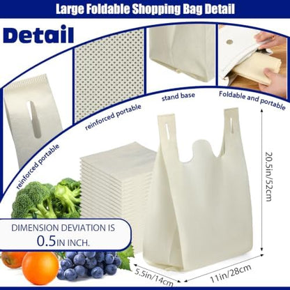 Windyun Large Grocery T-shirt Bags Bulk Reusable Non Woven Shopping Bag Foldable Gift Tote with Handle, 20.5x11x5.5 Inch