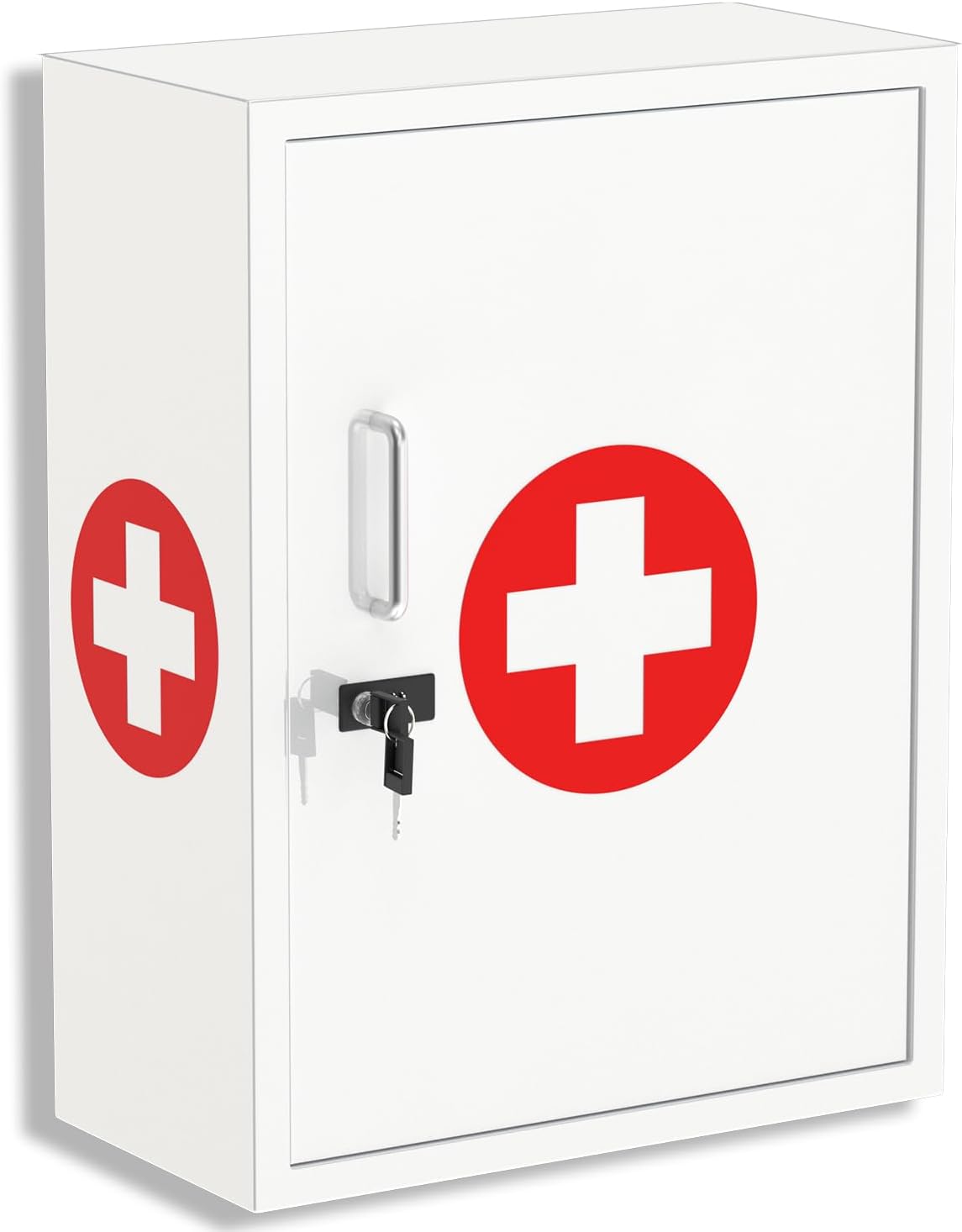 Wall-Mount Locking Medicine Cabinet: Large Metal Storage Organizer Box with Combination & Key Lock - Secure First Aid Medicine Cabinet for Bathroom Home Office(20.6" H x 15.75" W x 5.98" D)