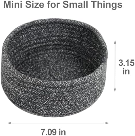Small Woven Cotton Rope Baskets, Set of 3, Grey