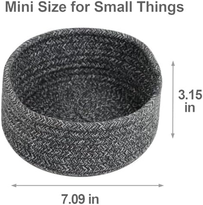 Small Woven Cotton Rope Baskets, Set of 3, Grey