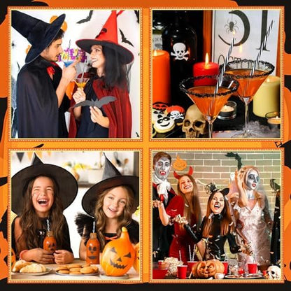JANYUN 30 Pcs Halloween Straws Plastic, Reusable Black and White Straws