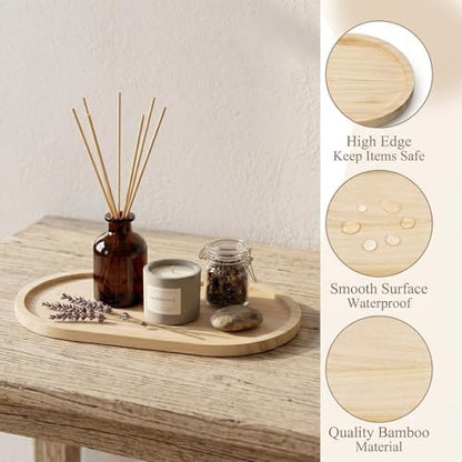 2Pcs Bamboo soap Dispenser Tray, Small Wooden Trays Dispenser Trays
