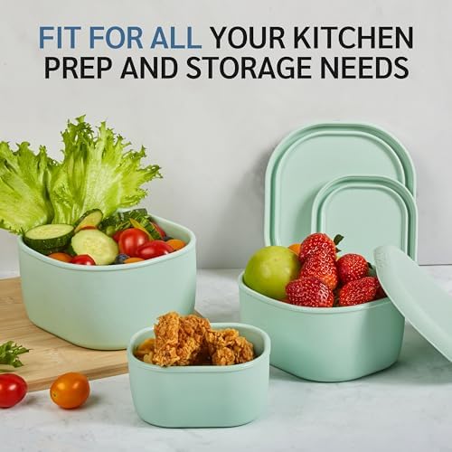 ISSEVE 12Pcs/Set Nesting Silicone Food Storage Containers with Lids