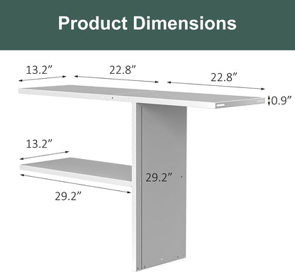 Storage Shed Shelf, Weatherproof Metal Shelf for 30 cuft Tool Cabinet, Ideal for Outdoor Use, with Screw and Nuts Easy Assembly, 45.6''L×13.2''W×30.1H, White