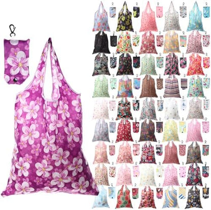 Paterr 46 Pcs Foldable Reusable Grocery Bags Bulk Machine Washable Waterproof Shopping Bags Packable Grocery Tote Pouches