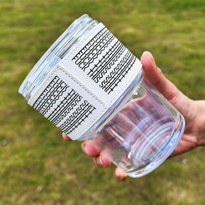BLUEPOLAR 13oz/400ml Glass Water Tumbler with Straw and Lid Sealed Carry on Thick Wall Iced Coffee Cup for Water, Iced Tea, Fruit Juice