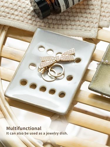Soap Dish with Drainage, Bar Soap Holder for Bathroom, Hold 2 Bars