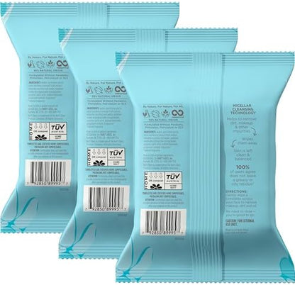 Face Wipes, Burt's Bees Facial Cleansing, Makeup Remover Towelettes, 3 in 1 Hydrating Micellar Cleanser with Coconut & Lotus Water, (Packaging May Vary), 30 Count (Pack of 18)