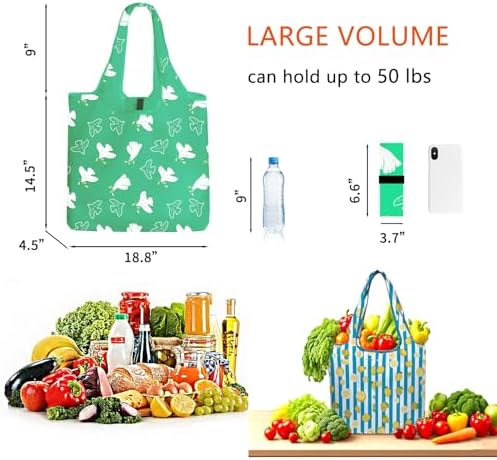 WFK Reusable Grocery Bags With Storage Box, Foldable Shopping Totes