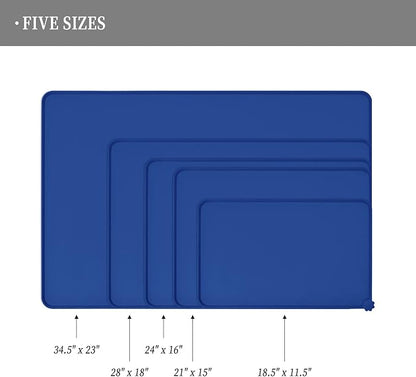 Reopet Waterproof Pet Feeding Mat with High Raised Edges, Heavier and Thicker Placemats for Cat Dog Water Bowl with BPA Free, Dogs Cats Food Mats for Messy Drinkers to Prevent Spill and Protect Floors