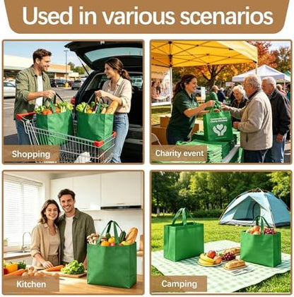 Reusable Grocery Bags 12.6 * 6.3 * 11.8 in - Non Woven Totes Bag with Reinforced Handles, Shopping Bags Bulk