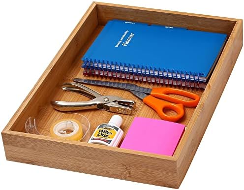 YBM Home Bamboo Drawer Organizer Storage Box for Kitchen Drawer, Junk Drawer, Office, Bedroom, Children Room, Craft, Sewing, and Bathroom, 6 Pack 10x14x2 inch