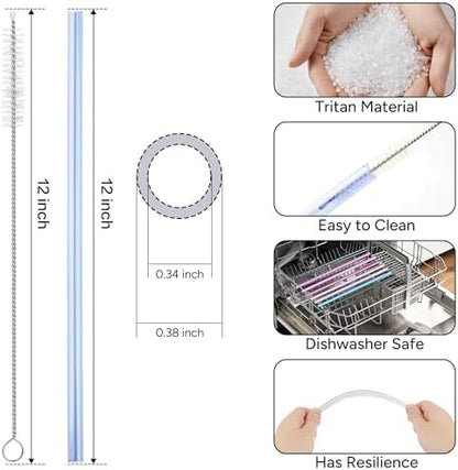 6Pack Replacement Straws for Stanley 40 oz 30 oz Tumblers, Reusable Tritan Straws with Cleaning Brush for Stanley Cup Accessorie