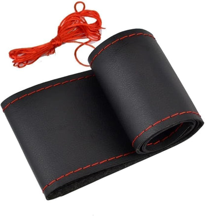 AUTOXBERT 38cm/15 Inch Hand Sewing Steering Wheel Cover Breathable Anti-Slip Leather Steering Wheel Cover for Nissan Qashqai Toyota Camry RAV4 VW Golf