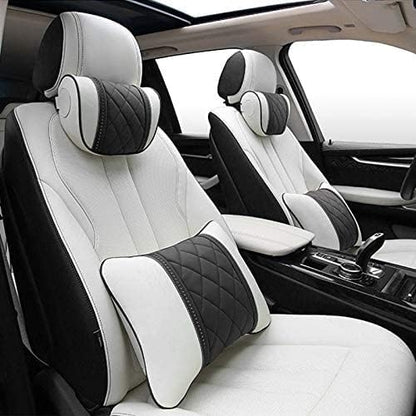 LUNDA Luxury Car Neck Pillow Car Travel Neck Rest Pillows Seat Cushion Support Napa Leather for Mercedes Benz S-Class headrest (Black