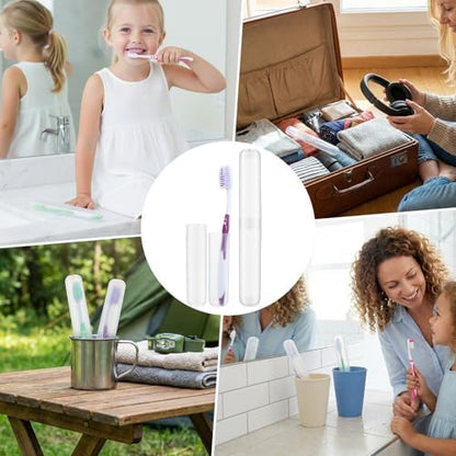 8 PCS Clear Toothbrush Travel Holder, Dust-Proof 7.8”×0.8“ Clear Tooth Brush Travel Case, Portable Tooth Brush Case Travels Storage for Family, Business Trips and Camping