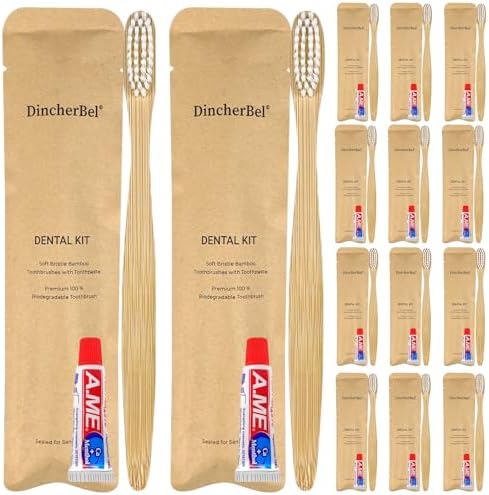Bamboo Toothbrushes Kit Bulk, 50 Disposable Toothbrushes with Toothpaste