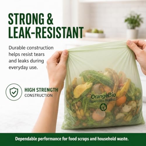 OrangeBio 3 Gallon Compostable Trash Bags, 200 Count
