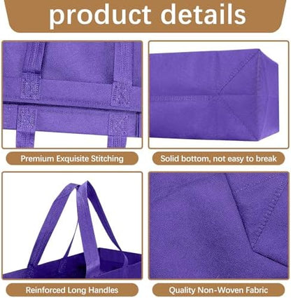 Reusable Grocery Bags 12.6 * 6.3 * 11.8 in - Non Woven Totes Bag with Reinforced Handles, Shopping Bags Bulk