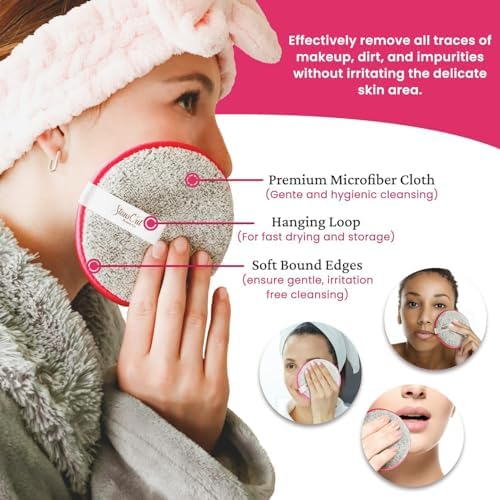 StansOut Beauty Makeup Removing Rounds - Reusable Face Pads, Microfiber Cloth - Washable Makeup Remover Pads - Facial Cleansing Cloths - Gentle & Effective - Travel-Friendly - 3 Pack