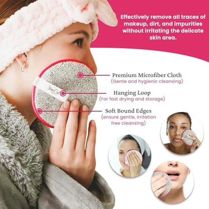 StansOut Beauty Makeup Removing Rounds - Reusable Face Pads, Microfiber Cloth - Washable Makeup Remover Pads - Facial Cleansing Cloths - Gentle & Effective - Travel-Friendly - 3 Pack