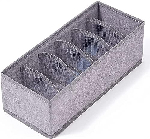 Qozary 6 Pack Sock Underwear Drawer Organizer Dividers, Collapsible Cabinet Closet Storage Boxes for Clothes, Socks, Lingerie, Underwear, Tie, Belt, Baby, Bedroom