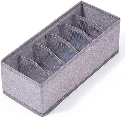 Qozary 6 Pack Sock Underwear Drawer Organizer Dividers, Collapsible Cabinet Closet Storage Boxes for Clothes, Socks, Lingerie, Underwear, Tie, Belt, Baby, Bedroom