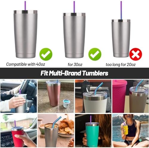 VEHHE 4 Pack 12.5-inchs Long Reusable Straws, Stainless Steel Straws