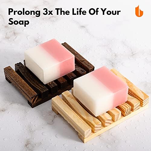 Natural Wooden Soap Dish for Shower Self Draining Bar Soap Holder 1Pack