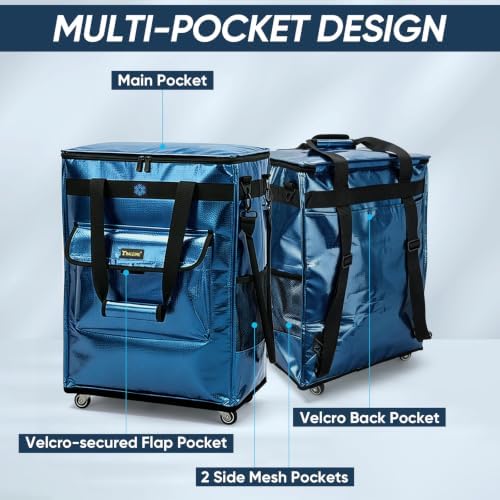 BALEINE Reusable Grocery Bag on Wheels, Foldable Rolling Tote Bag