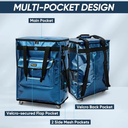 BALEINE Reusable Grocery Bag on Wheels, Foldable Rolling Tote Bag