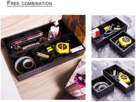 Bamboo Box for Drawer Organizer Box for Kitchen Storage Boxes for Small Accessories, Black 8"*4"