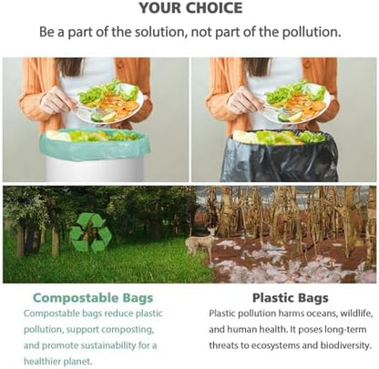 AYOTEE Biodegradable Medium 8 Gallon Trash Bags ，Leak Proof Compostable Bag