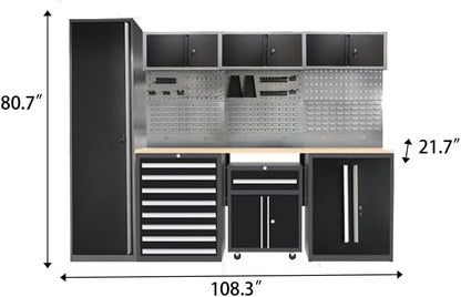 JZD Storage Cabinet Set, Pro Tool Organization System for Garage, No Wall Mounting Needed, for Basement Automotive Repair Shop