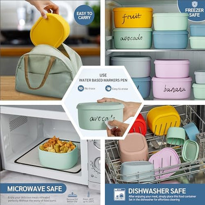 ISSEVE 12Pcs/Set Nesting Silicone Food Storage Containers with Lids