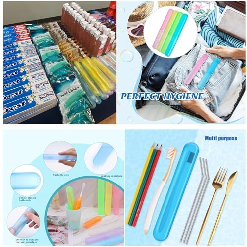 MingTa Set of Six Multicolored Travel Toothbrush Cases - Breathable, Clear & Portable Holders for Home, Travel & Camping Trips