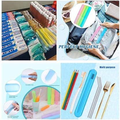 MingTa Set of Six Multicolored Travel Toothbrush Cases - Breathable, Clear & Portable Holders for Home, Travel & Camping Trips