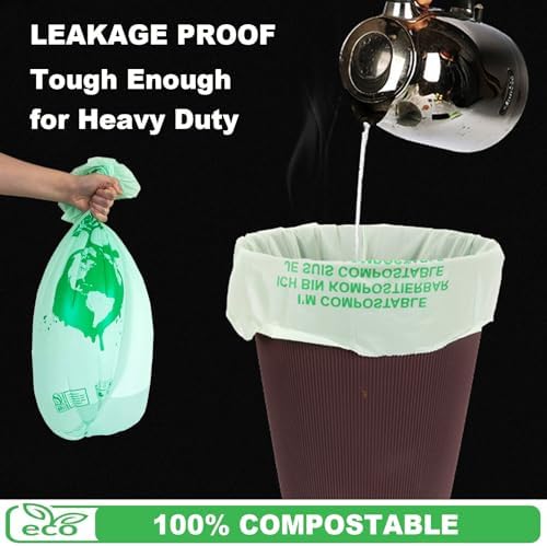 Handle Tie Compostable Food Scrap Bags For Counter Top Compost Bin, Small Compost Bags, 100 Count, 10 Liter Small Kitchen Food Scrap Waste Bags for Compost