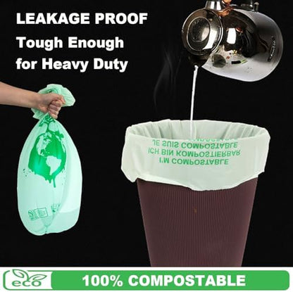 Handle Tie Compostable Food Scrap Bags For Counter Top Compost Bin, Small Compost Bags, 100 Count, 10 Liter Small Kitchen Food Scrap Waste Bags for Compost