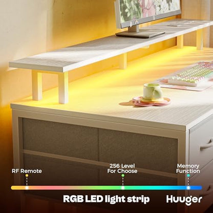 Huuger 47 inch Computer Desk with Power Outlets & 4 Drawers
