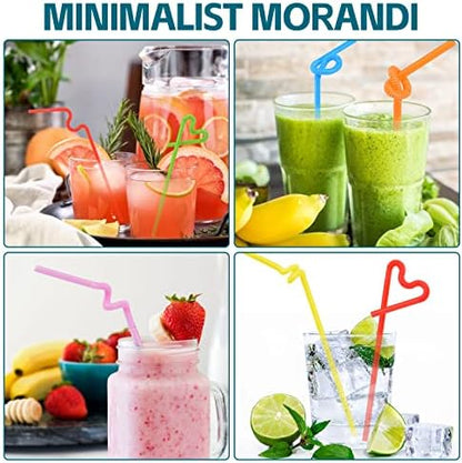 [Individually Wrapped] 100 Pcs Colorful Flexible Plastic Straws