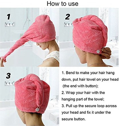 YYXR Microfiber Quick Drying Hair Towel Wrap - Super Absorbent Drastically Reduce Hair Drying Time(2-Pack Rose &Purple)