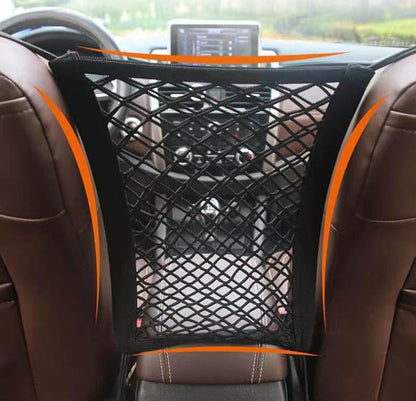 Universal Car Front Seat Net Pocket Organizer,Stretchable Hanging Storage Net Bag Purse Holder for Car,Barrier of Backseat Dog Or Kids
