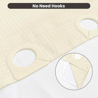 Inhousolu No Hook Waffle Weave Shower Curtain with Removable Snap in Fabric Liner Set for Bathroom, 230 GSM Heavy Duty Weighted Hem, Water Repellent Washable Bath Curtains, 72 x 84 Inch, Ivory