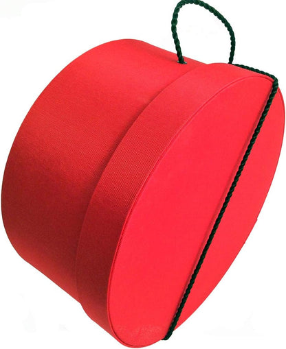 Sarah's Hat Boxes Classic Red Hat Box – 21.5" x 11.5" (Dia. x Ht.) Handmade in USA – Odorless Non-Toxic Adhesive, Cording Handle – Premium Storage for Hats & Accessories