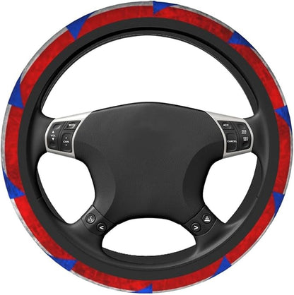 Boricua Puerto Rico Flag Steering Wheel Cover Frog Steering Wheel Cover Anti-Slip Breathable Universal for 15 Inch Car with 2 Pieces Car Coasters Suitable for Men Women