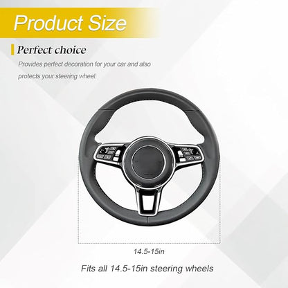 HZEL Car Steering Wheel Cover, 15 Inch PU Leather Breathable Anti-Slip Vehicle Steering Wheel Protecter with Inner Ring, Automotive Interior Accessories, Universal for SUV Sedan Truck (Coffee)