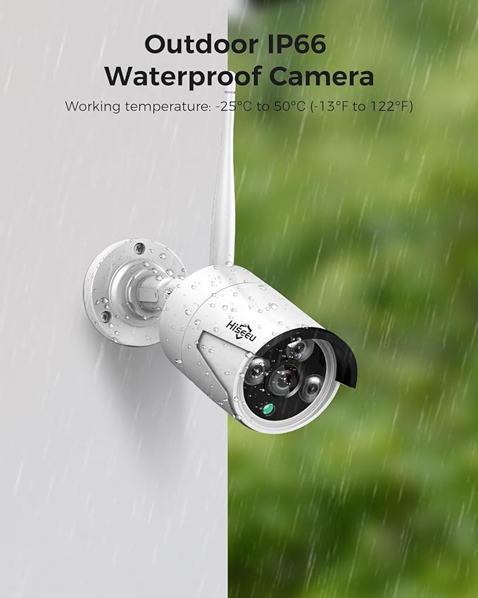 Hiseeu 100ft WiFi Pro Security Camera System, 16CH 4K NVR Kit, Wired Plug-in