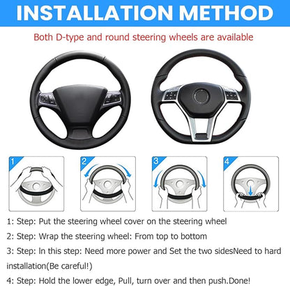 AUCELI Car Steering Wheel Cover, 14 1/2-15 inch Non-Slip Soft Breathable Leather Automotive Steering Wheel Protecteor, Vehicle Accessories for Men Women, Universal for SUV, Truck, RV（Coffee）